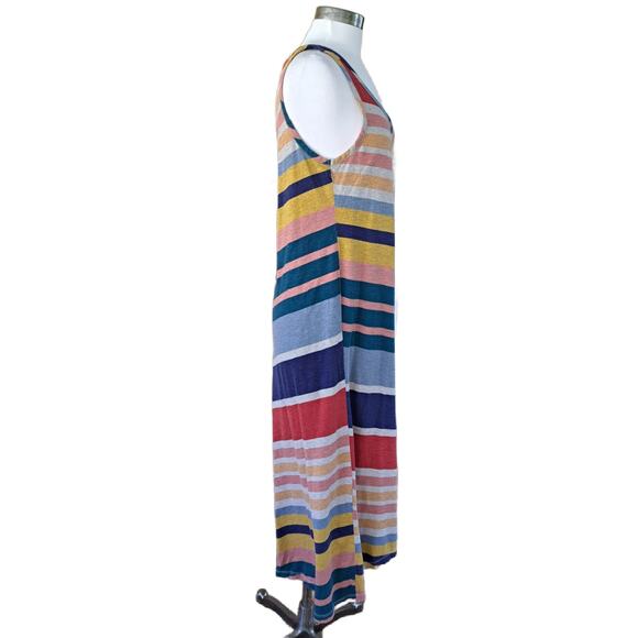 Anthropologie Chevron Lounge Maxi Dress Size Medium Sleeveless Rainbow - Picture 3 of 10